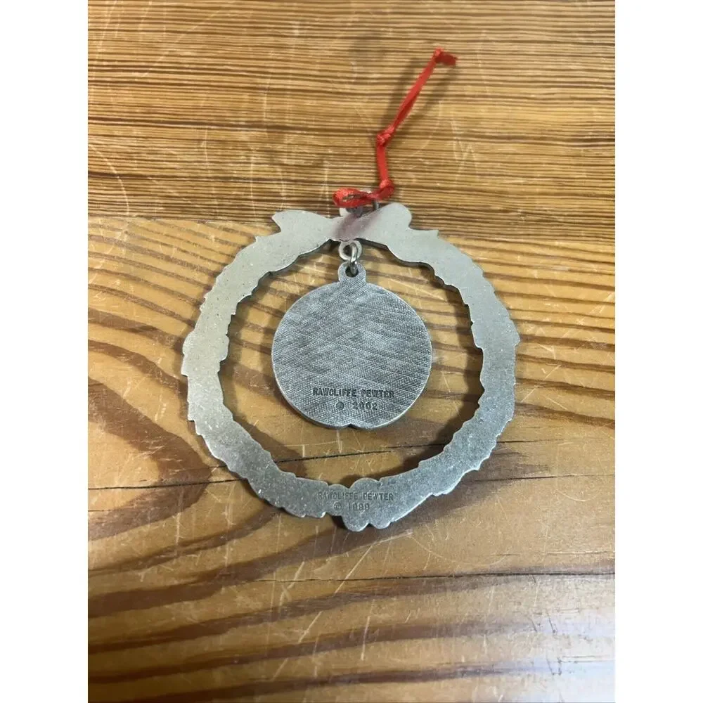 Auburn University Christmas Ornament - Pewter Wreath with Logo